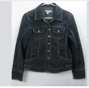 $4  Denim Jacket Petite M button front dark wash